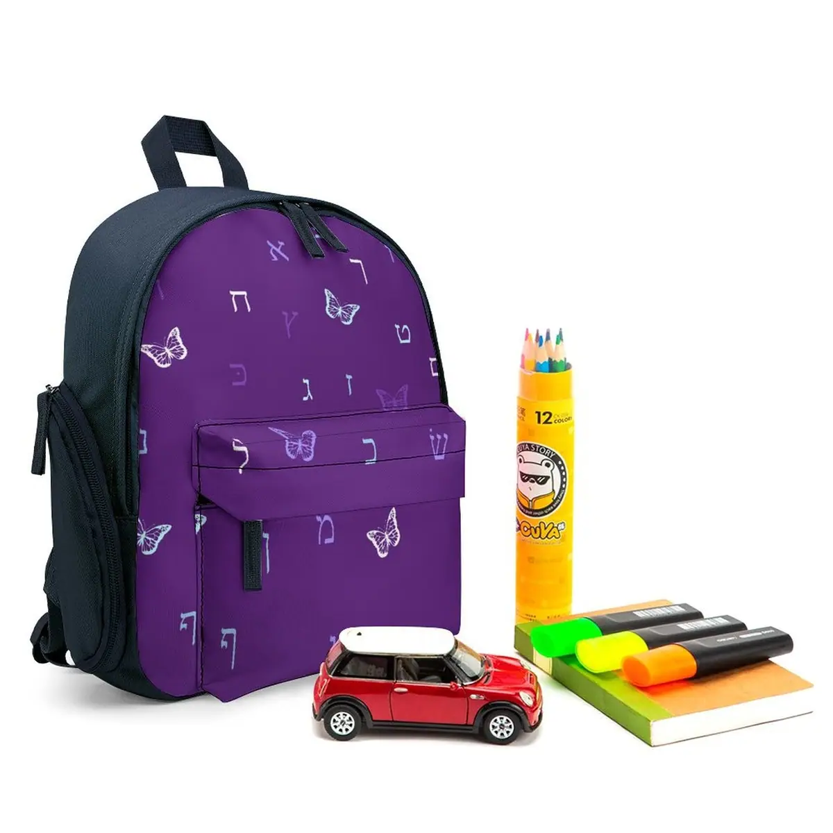 Purple Butterflies Aleph Beis Schoolbag, photo 3