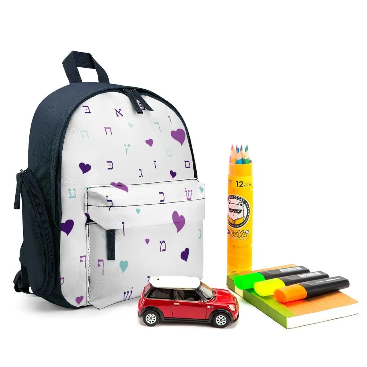 Purple Hearts Aleph Beis Schoolbag, photo 3