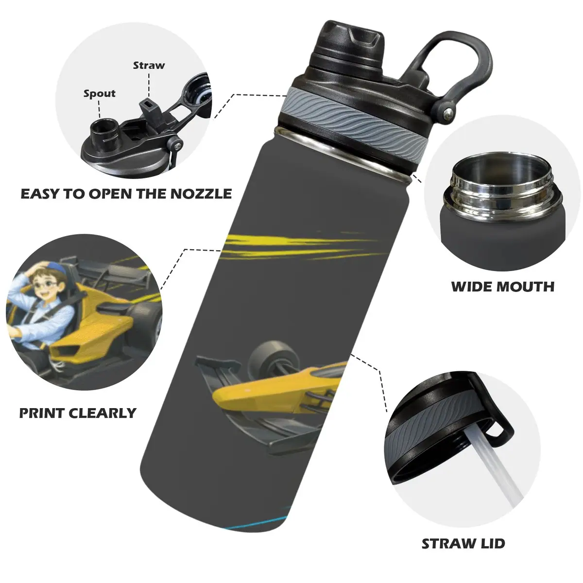 Zerizus Boy 18oz Insulated Water Bottle, photo 2